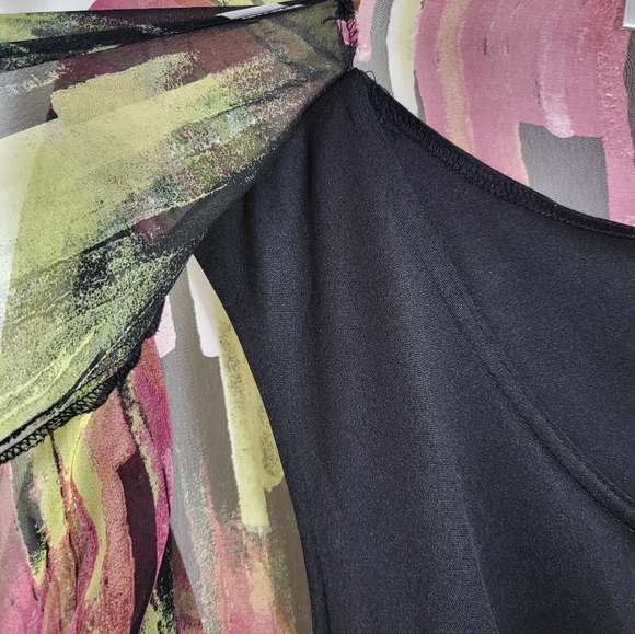 Dressbarn vibrant colored sheer over black tank women's 22 / 24  #193 - Picture 3 of 5